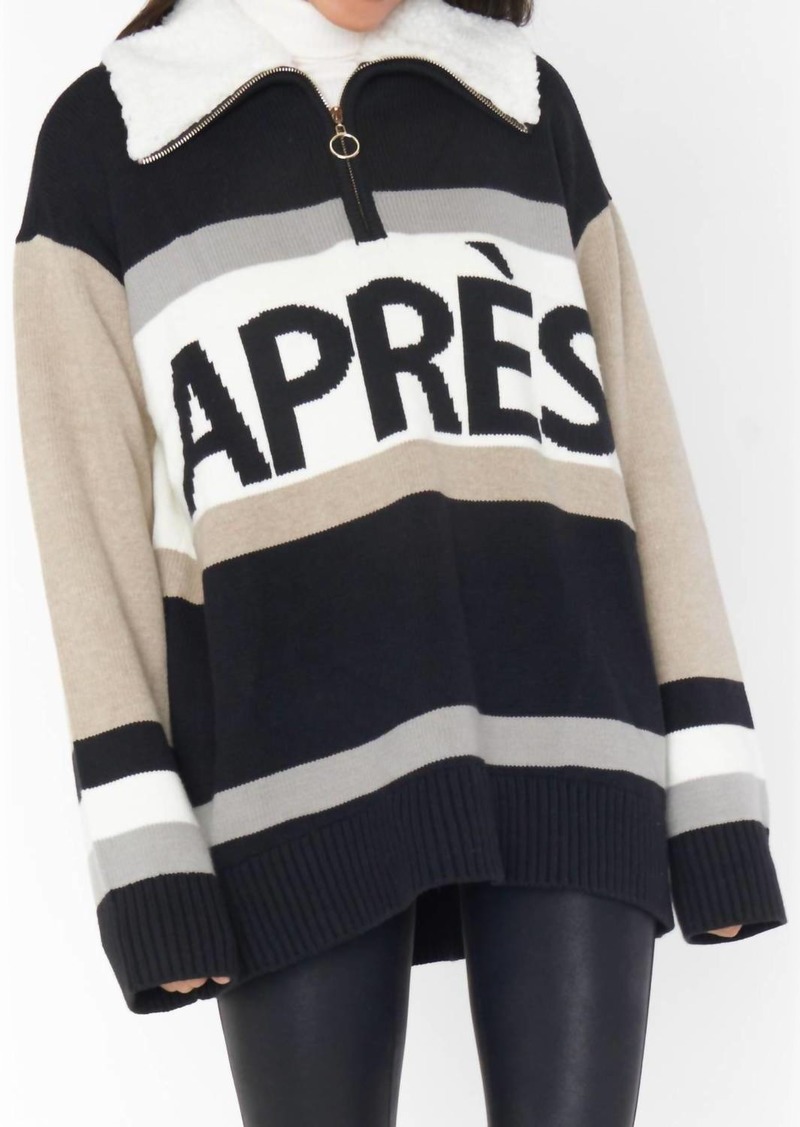 Show Me Your Mumu Weston Half Zip Sweater In Apres Stripe