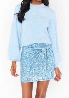 Show Me Your Mumu Why Knot Skirt In Frosty Blue Sequins