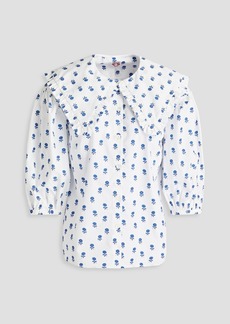 Shrimps - Aldrich ruffle-trimmed floral-print cotton blouse - White - UK 6