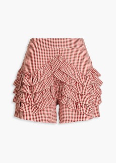 Shrimps - Aurora tiered ruffled gingham woven shorts - Red - UK 10