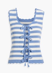Shrimps - Coco striped crocheted cotton vest - Blue - UK 12
