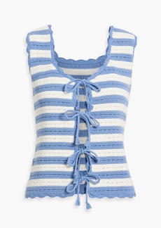 Shrimps - Coco striped crocheted cotton vest - Blue - UK 8