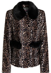 Shrimps - Duke leopard-print faux fur jacket - Black - UK 8