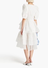 Shrimps - Eldoris tiered embroidered cotton-organza and lace midi dress - White - UK 10