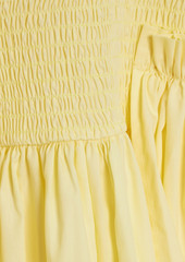 Shrimps - Emma draped shirred cotton-poplin dress - Yellow - UK 6