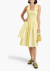 Shrimps - Emma draped shirred cotton-poplin dress - Yellow - UK 6