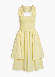 Shrimps - Emma draped shirred cotton-poplin dress - Yellow - UK 10
