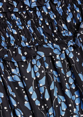 Shrimps - Harper shirred floral-print silk-twill maxi dress - Blue - UK 6
