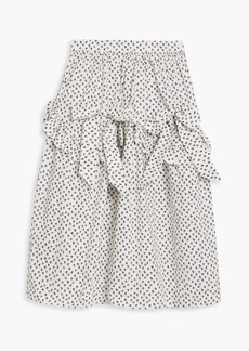 Shrimps - Hazel bow-embellished floral-print cotton-poplin midi skirt - White - UK 6