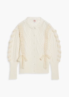 Shrimps - Jesse bow-embellished cable-knit merino wool cardigan - White - UK 10