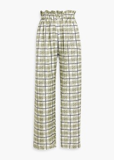 Shrimps - Libra belted checked silk-twill wide-leg pants - Yellow - UK 10