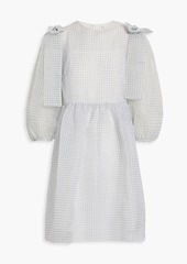 Shrimps - Max bow-embellished checked organza mini dress - White - UK 10