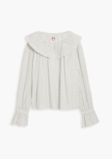 Shrimps - Meadow ruffle-trimmed checked cotton-poplin top - White - UK 10