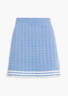 Shrimps - Serena pointelle-knit cotton mini skirt - Blue - UK 8