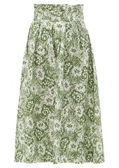 Shrimps Finlay paperbag-waist floral silk-twill skirt