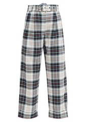 Shrimps Houston belted high-waist checked-wool trousers