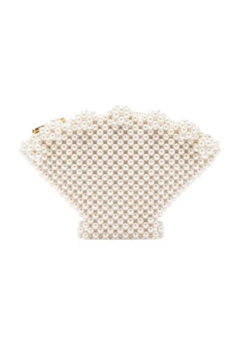 Shrimps Shell faux pearl-embellished clutch