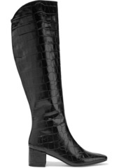 Sigerson Morrison Woman Paislee Croc-effect Leather Knee Boots Black