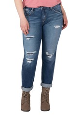 Silver Jeans Co. Beau Ripped High Waist Cuff Girlfriend Fit Jeans (Plus Size)