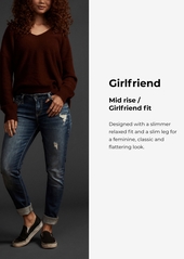 Silver Jeans Co. Mid Rise Distressed Girlfriend Jeans - Indigo