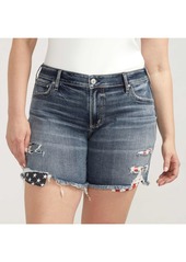 Silver Jeans Co. Plus Size Boyfriend Mid Rise Distressed Short - Indigo