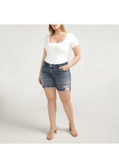 Silver Jeans Co. Plus Size Boyfriend Mid Rise Distressed Short - Indigo