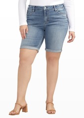 Silver Jeans Co. Plus Size Elyse Mid Rise Comfort Fit Bermuda - Indigo