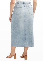 Silver Jeans Co. Plus Size Front-Slit Midi Jean Skirt - Indigo