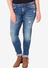 Silver Jeans Co. Plus Size Indigo Wash Ripped Girlfriend Jeans