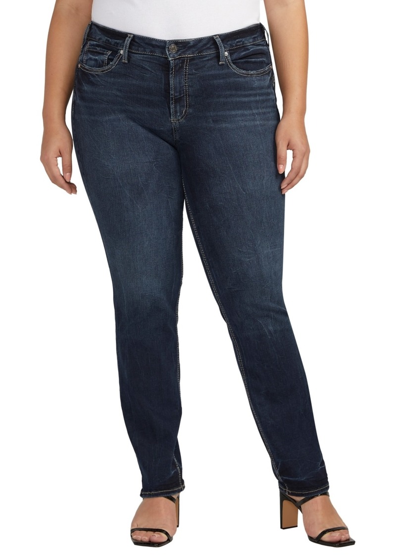 Silver Jeans Co. Plus Size Suki Mid Rise Straight Leg Jeans - Indigo