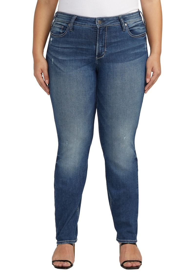 Silver Jeans Co. Plus Size Suki Mid Rise Straight Leg Jeans - Indigo