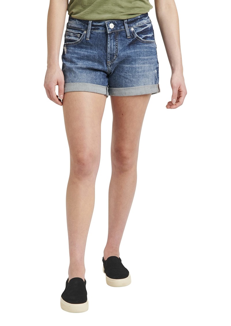 Silver Jeans Co. Women's Boyfriend Mid Rise Short Med Wash EAF242