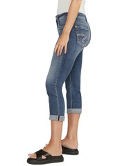 Silver Jeans Co. Women's Elyse Luxe Stretch Mid Rise Comfort Fit Denim Capri - Indigo