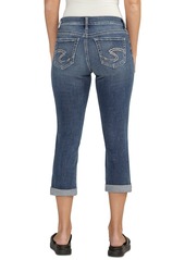 Silver Jeans Co. Women's Elyse Luxe Stretch Mid Rise Comfort Fit Denim Capri - Indigo