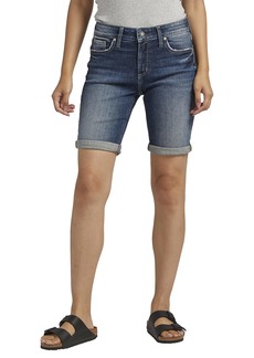Silver Jeans Co. Women's Elyse Mid Rise Comfort Fit Bermuda Short Med Wash EAE397
