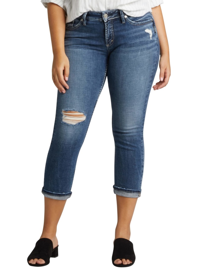 Silver Jeans Co. Women's Elyse Mid Rise Comfort Fit Capri Jeans  26