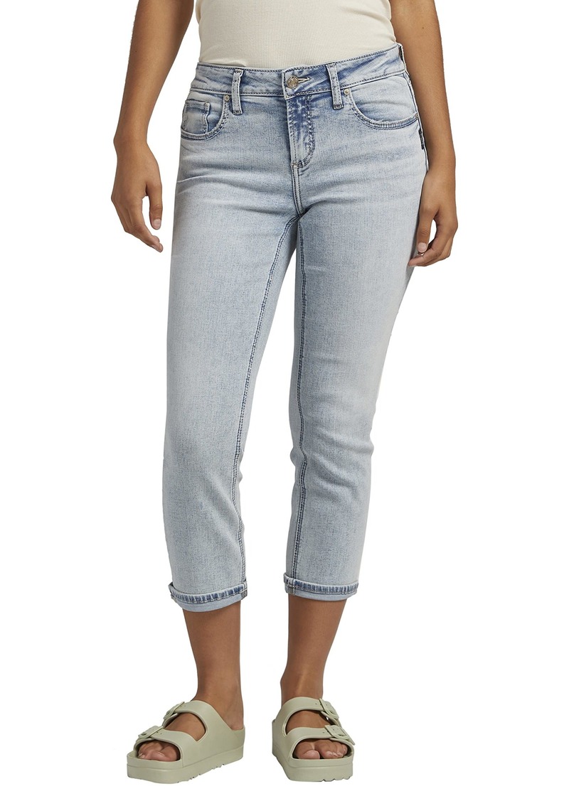 Silver Jeans Co. Women's Elyse Mid Rise Comfort Fit Capri Jeans Light Wash ECF124