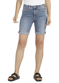 Silver Jeans Co. Women's Elyse Mid Rise Comfort Fit Bermuda Short Med Wash CVS255