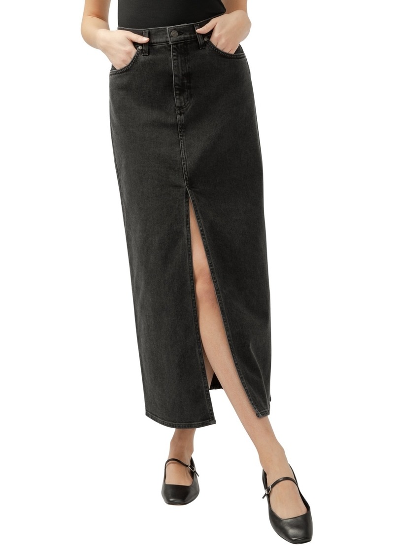 Silver Jeans Co. Women's Front-Slit Maxi Jean Skirt - Black