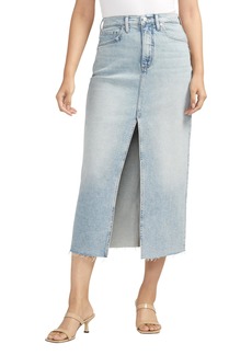 Silver Jeans Co. Women's Front-Slit Midi Jean Skirt