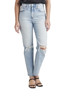 Silver Jeans Co. Women's Highly Desirable High Rise Straight Leg Jeans Med Wash RCS286