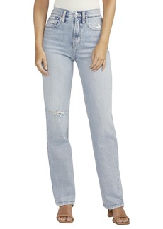 Silver Jeans Co. Women's Highly Desirable High Rise Straight Leg Jeans Med Wash RCS270