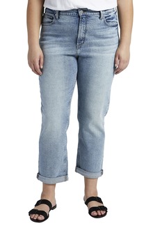 Silver Jeans Co. Women's Plus Size '90s Boyfriend High Rise Slim Leg Jeans Med Wash EOE224 20W x 27L