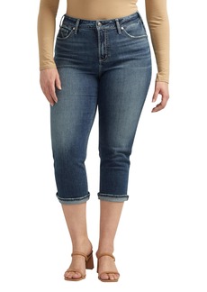Silver Jeans Co. Women's Plus Size Avery High Rise Curvy Fit Capri Jeans Med Wash CVS312