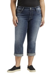 Silver Jeans Co. Women's Plus Size Avery High Rise Curvy Fit Capri Med Wash EAE380