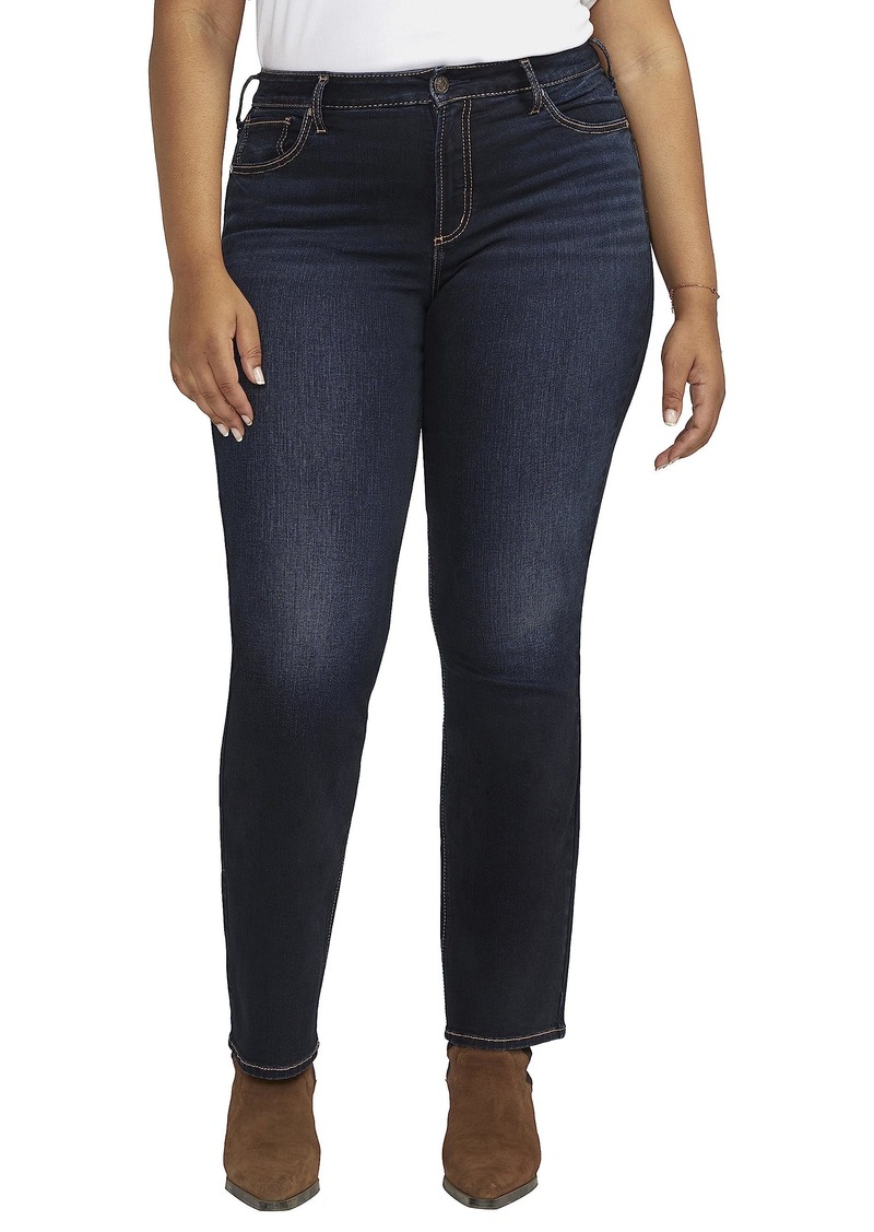 Silver Jeans Co. Women's Plus Size Avery High Rise Curvy Fit Slim Bootcut Jeans Dark Wash EDB484 18 Plus