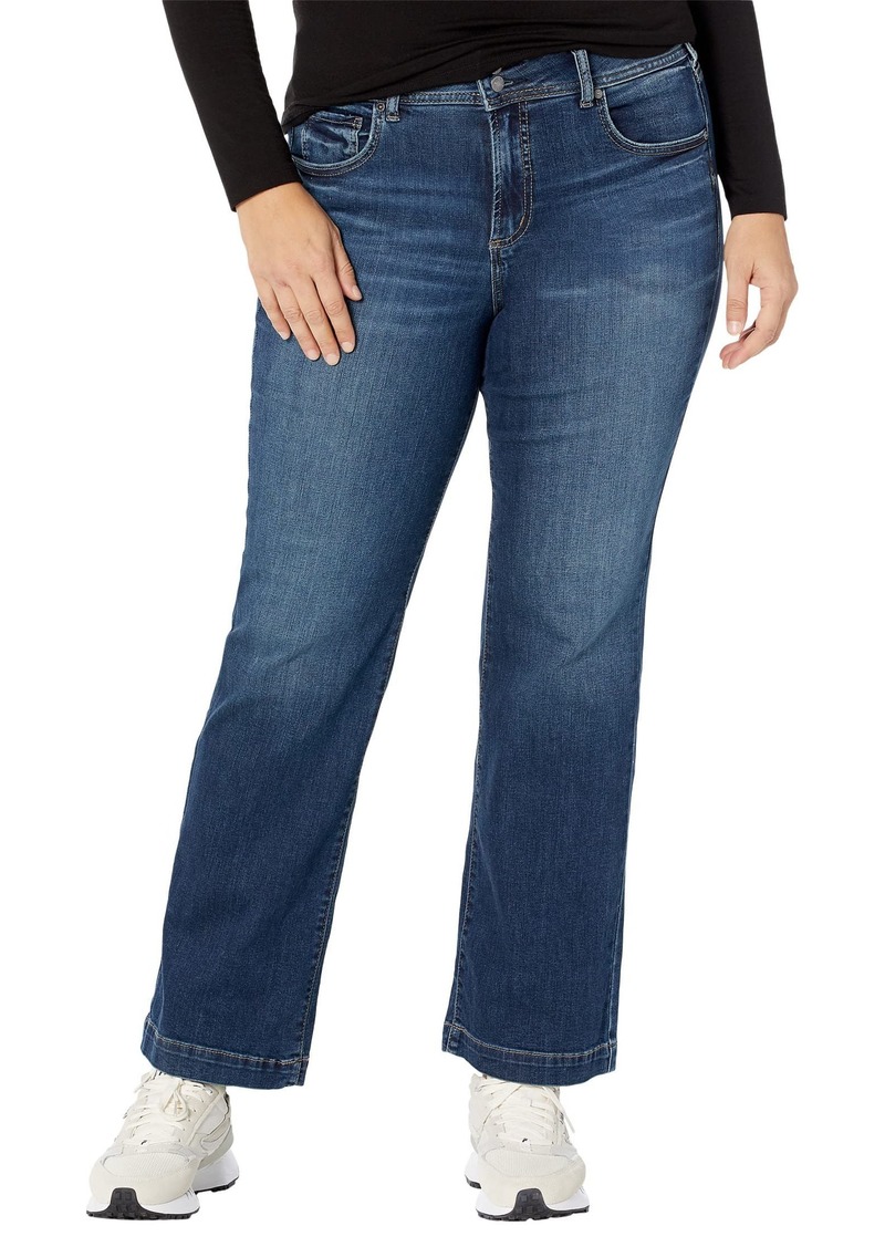 Silver Jeans Co. Women's Plus Size Avery High Rise Curvy Fit Trouser Leg Jeans-Legacy Med Wash EGX347 24W x 31L