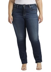 Silver Jeans Co. Women's Plus Size Avery High Rise Curvy Fit Straight Leg Jeans Dark Wash EDB457 14W x 29L