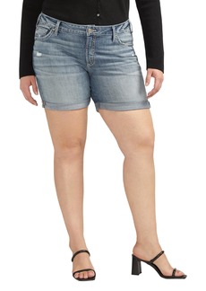 Silver Jeans Co. Women's Plus Size Boyfriend Mid Rise Short Med Wash CVS384