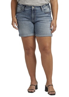 Silver Jeans Co. Women's Plus Size Boyfriend Mid Rise Short Med Wash EAE205